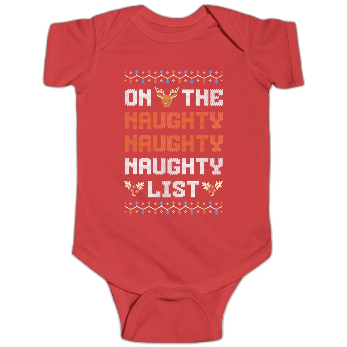 On The Naughty Naughty Naughty List Baby Onesie in Red