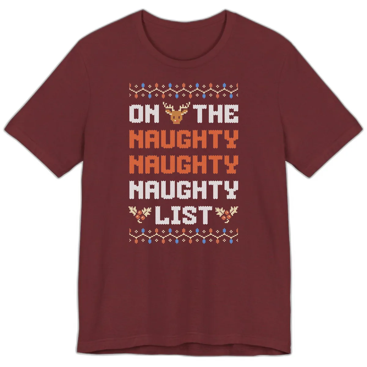 On The Naughty Naughty Naughty List Premium T-Shirt in Heather Cardinal