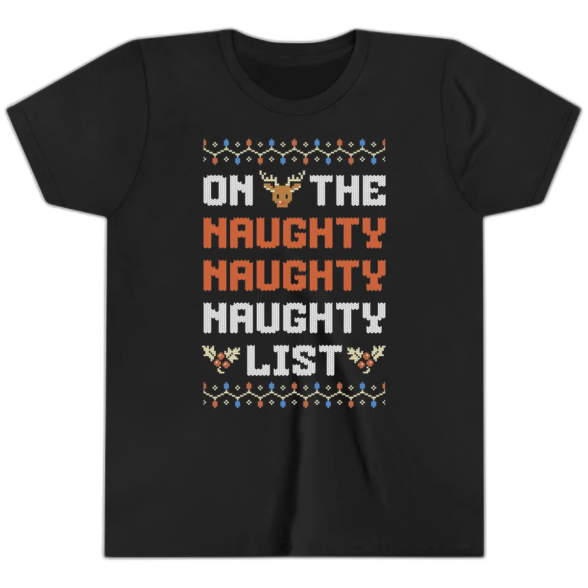On The Naughty Naughty Naughty List Youth T-Shirt in Black