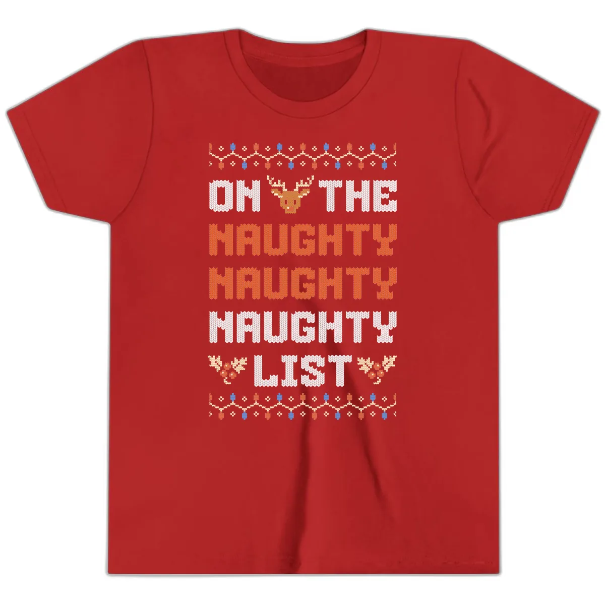 On The Naughty Naughty Naughty List Youth T-Shirt in Red