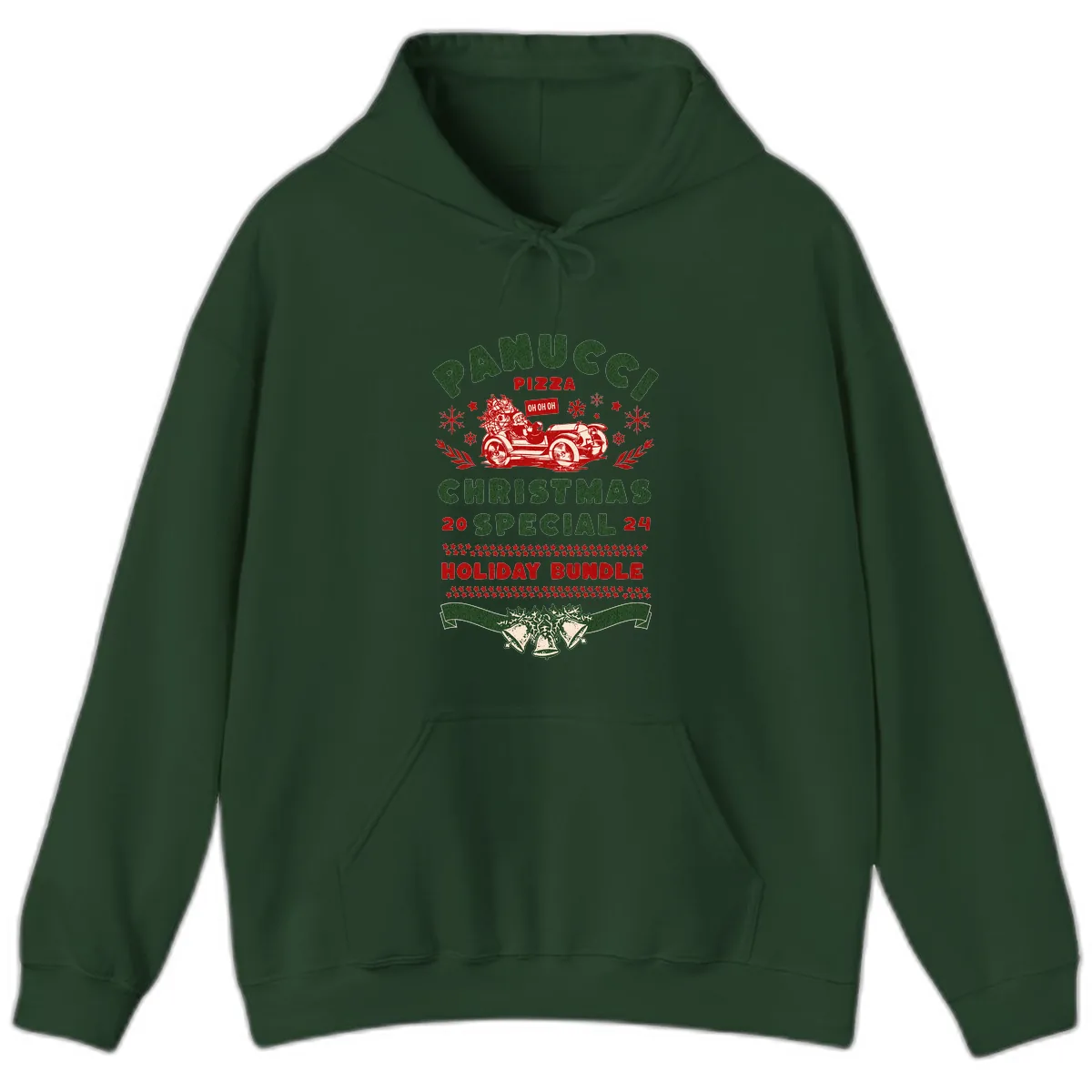 Panucci Pizza Christmas Special Holiday Bundle Hoodie in Forest Green