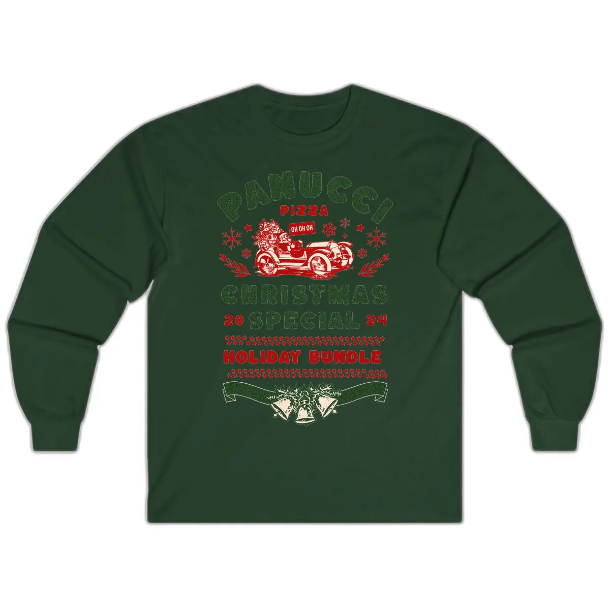 Panucci Pizza Christmas Special Holiday Bundle Long Sleeve in Forest Green