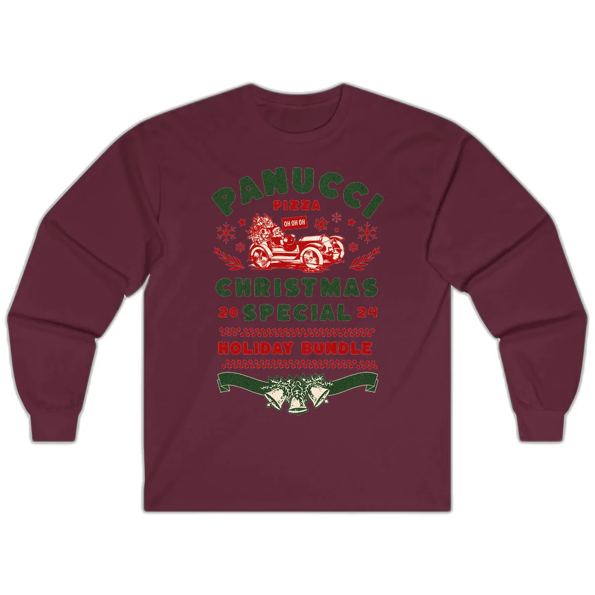 Panucci Pizza Christmas Special Holiday Bundle Long Sleeve in Maroon