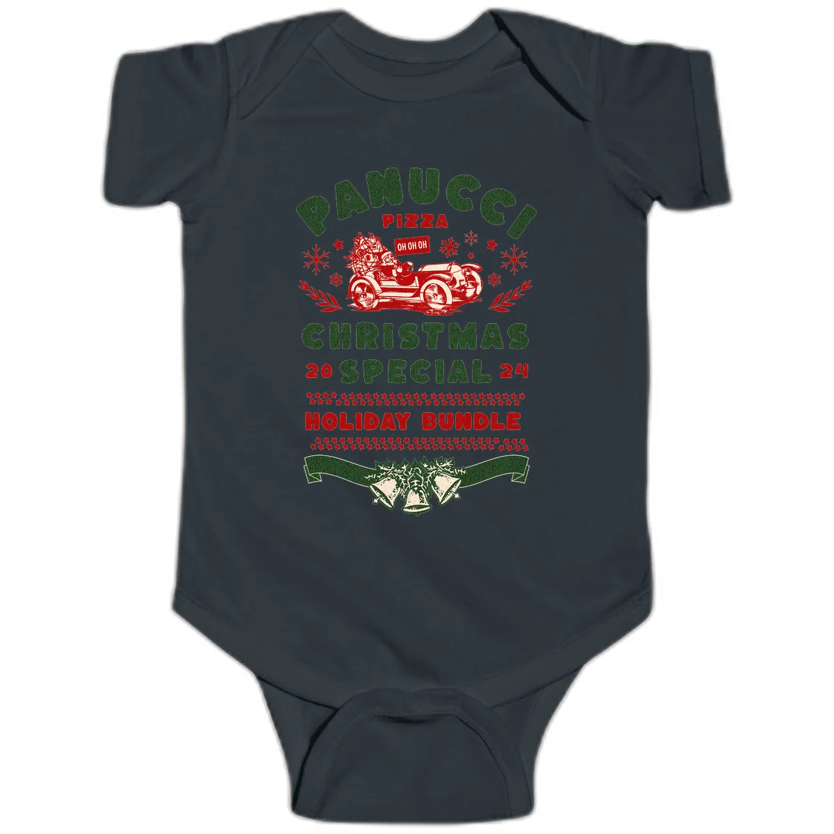 Panucci Pizza Christmas Special Holiday Bundle Baby Onesie in Black