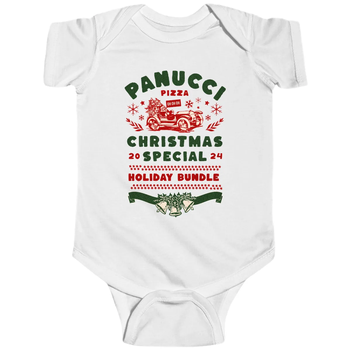 Panucci Pizza Christmas Special Holiday Bundle Baby Onesie in White