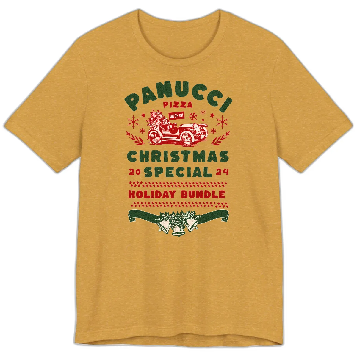 Panucci Pizza Christmas Special Holiday Bundle Premium T-Shirt in Heather Mustard