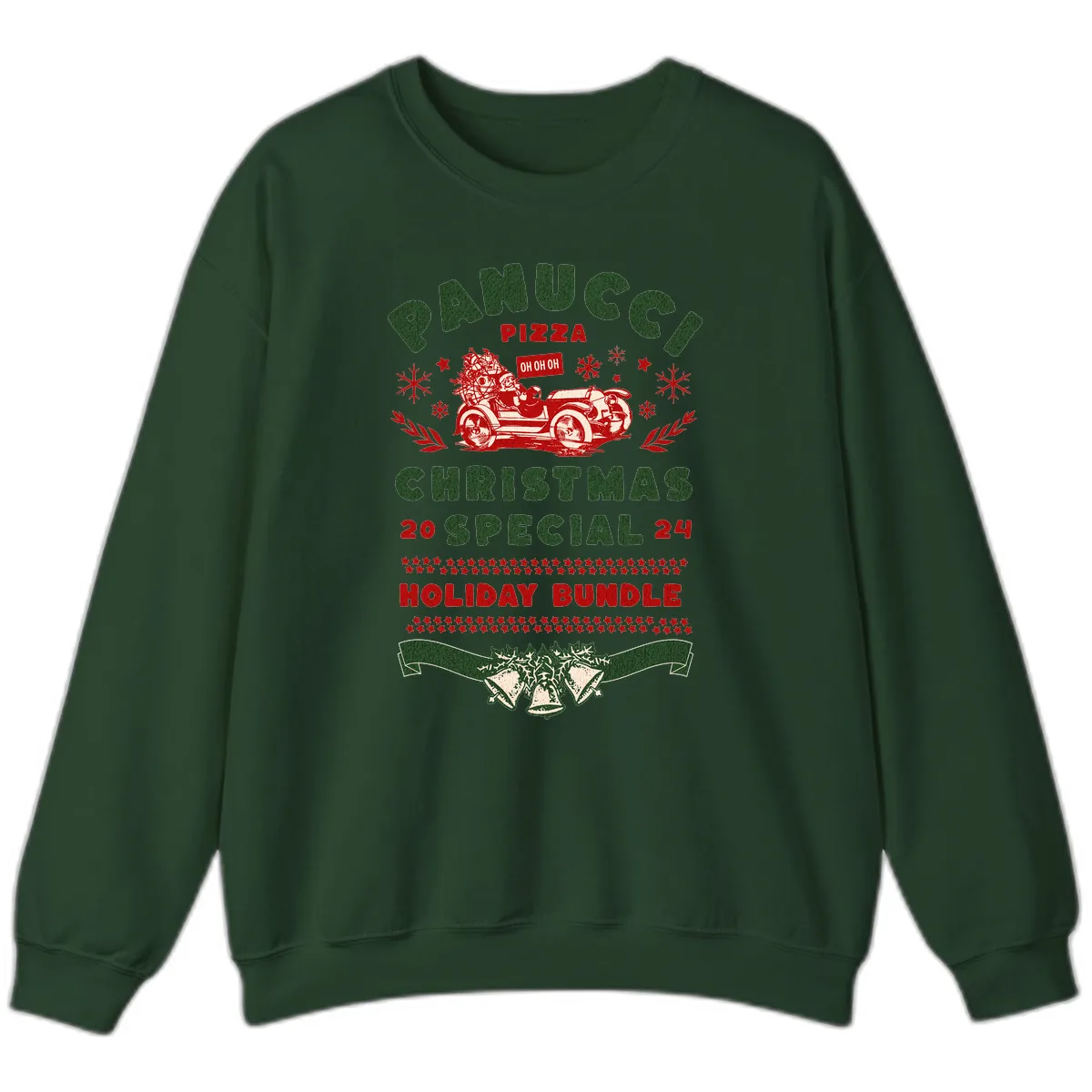 Panucci Pizza Christmas Special Holiday Bundle Sweatshirt in Forest Green