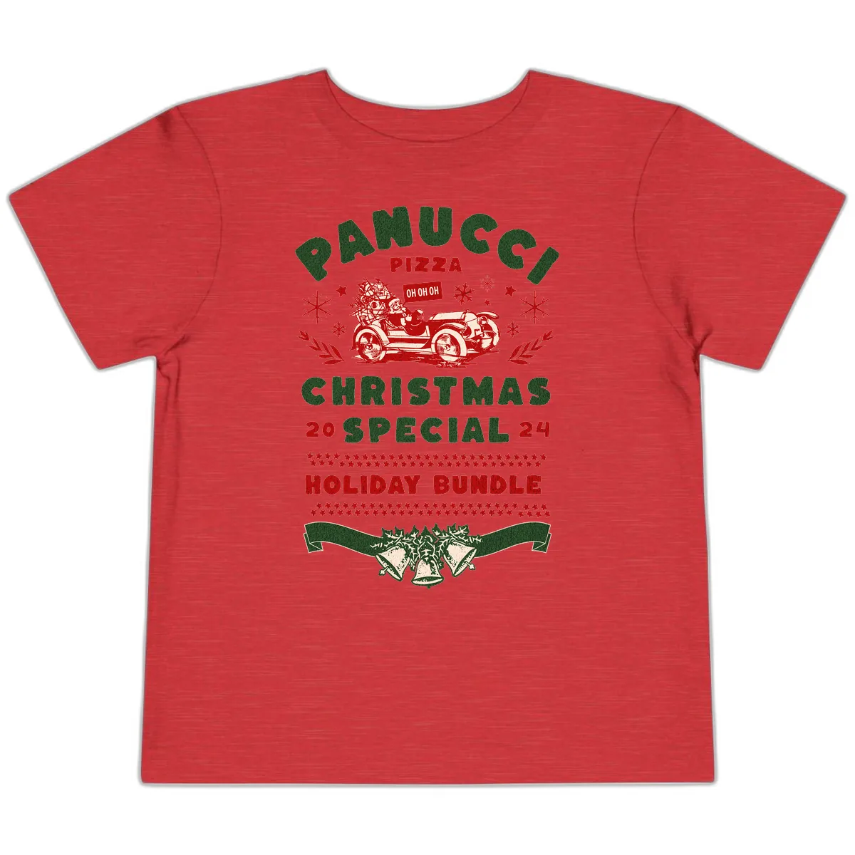 Panucci Pizza Christmas Special Holiday Bundle Toddler T-Shirt in Heather Red
