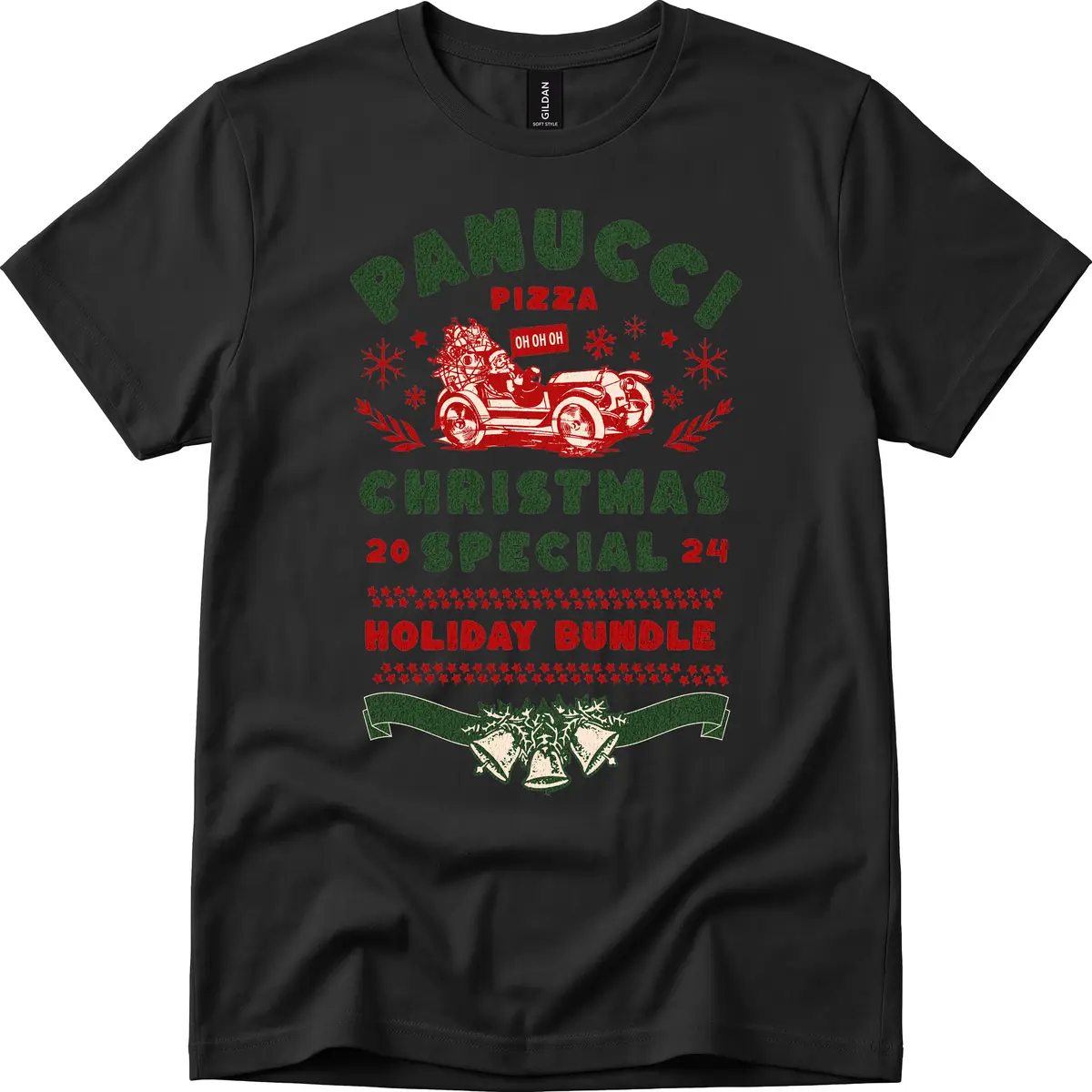 Panucci Pizza Christmas Special Holiday Bundle T-Shirt in Black