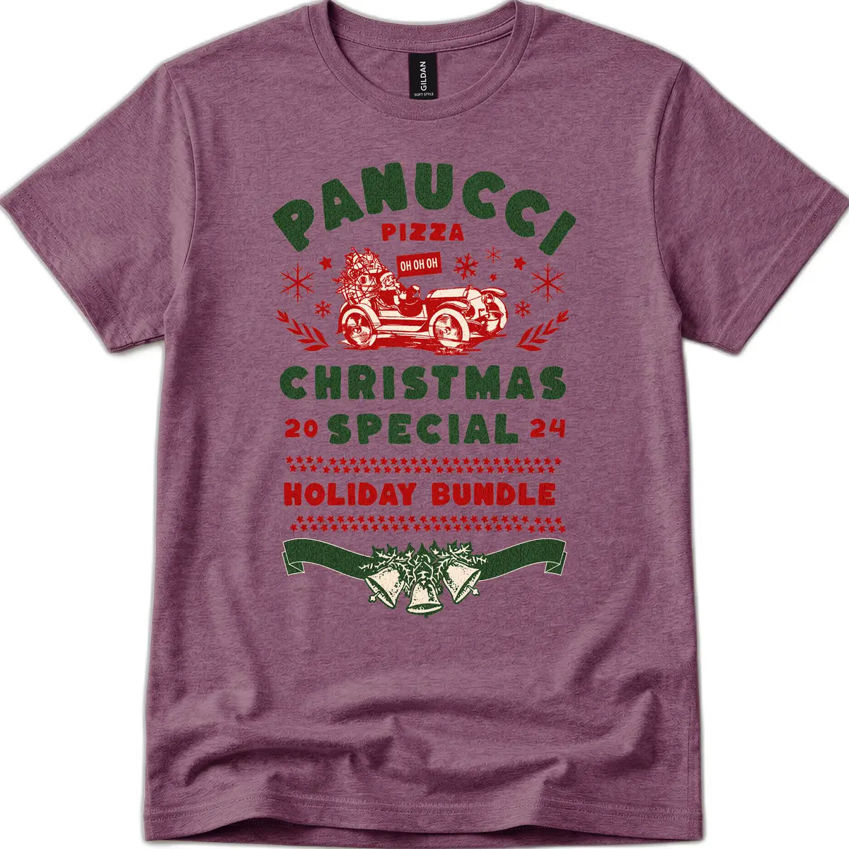 Panucci Pizza Christmas Special Holiday Bundle T-Shirt in Heather Maroon
