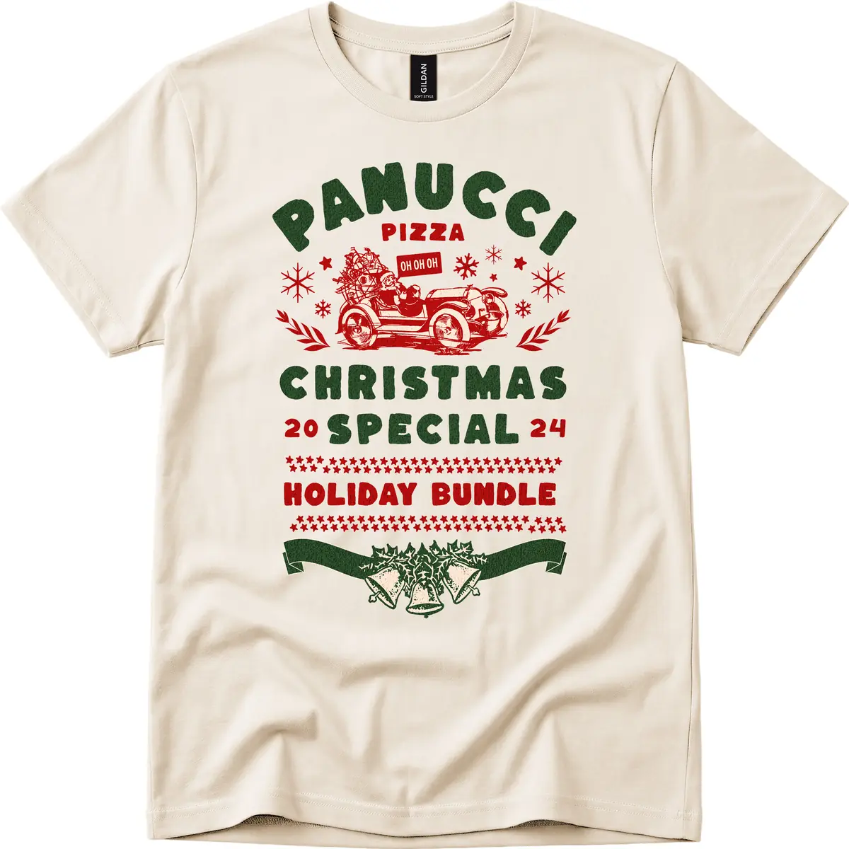 Panucci Pizza Christmas Special Holiday Bundle T-Shirt in Natural