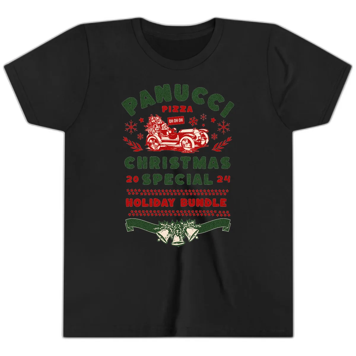 Panucci Pizza Christmas Special Holiday Bundle Youth T-Shirt in Black