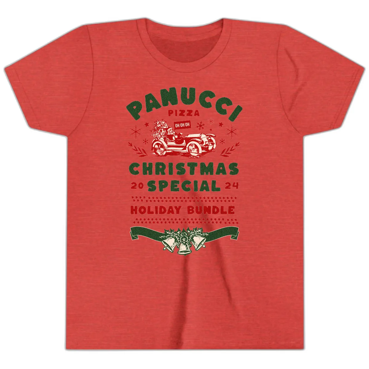 Panucci Pizza Christmas Special Holiday Bundle Youth T-Shirt in Heather Red