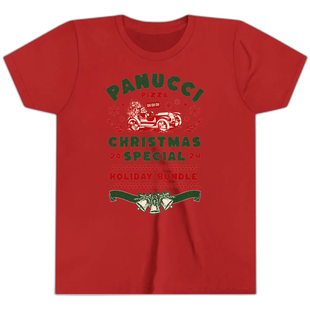 Panucci Pizza Christmas Special Holiday Bundle Youth T-Shirt in Red