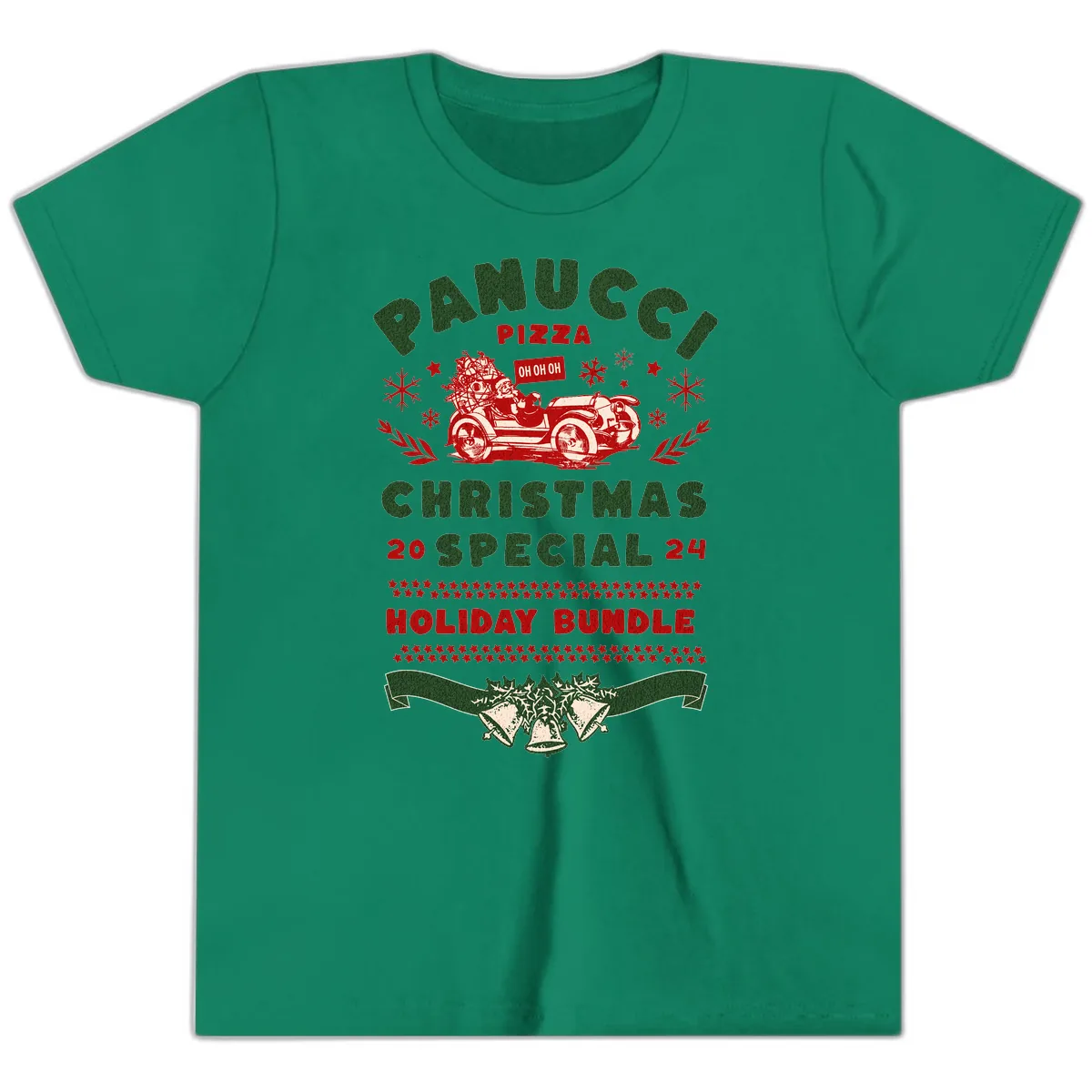 Panucci Pizza Christmas Special Holiday Bundle Youth T-Shirt in Kelly