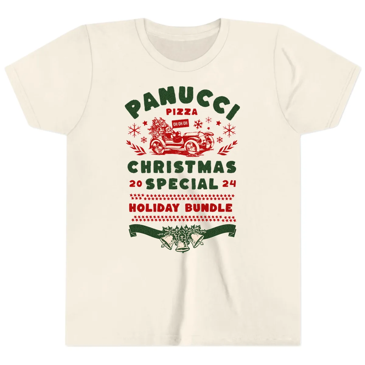 Panucci Pizza Christmas Special Holiday Bundle Youth T-Shirt in Natural