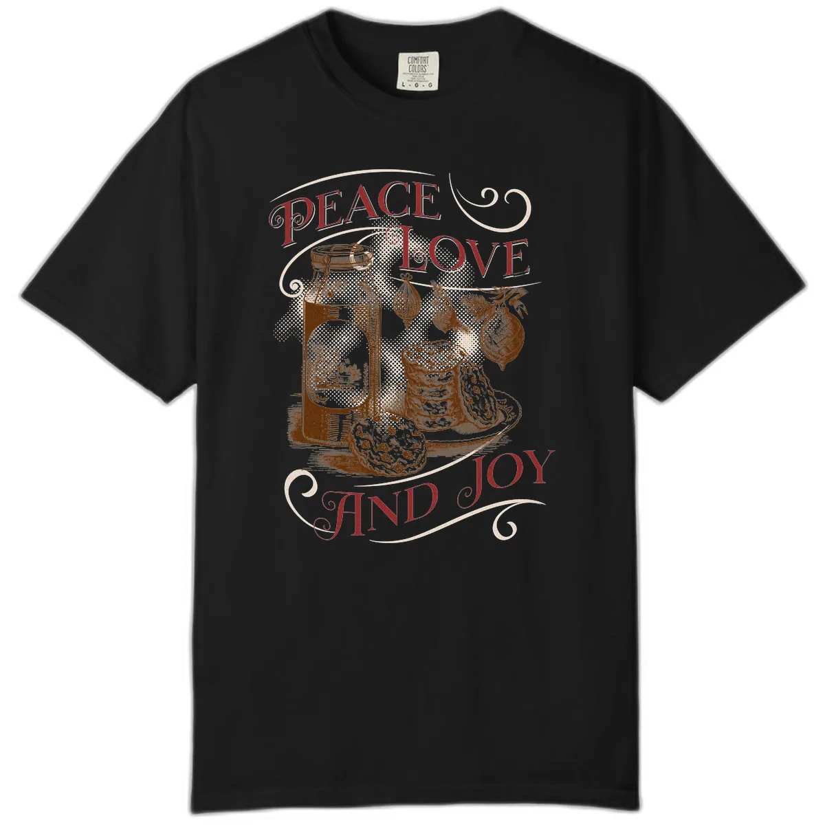 Peace Love And Joy Christmas Typography Comfort Color in Black