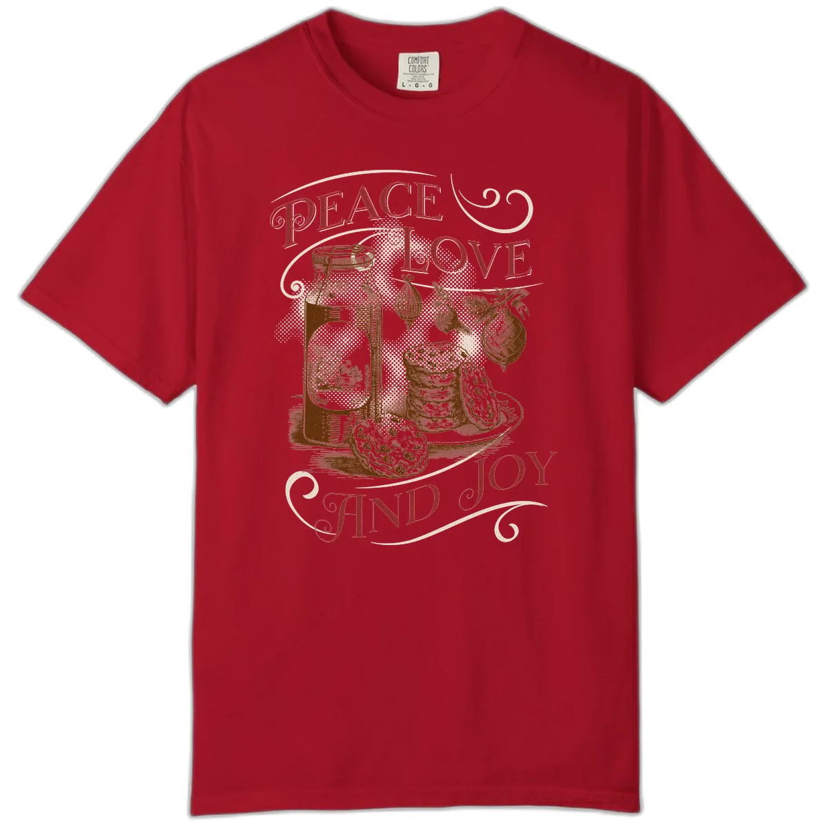 Peace Love And Joy Christmas Typography Comfort Color in Red