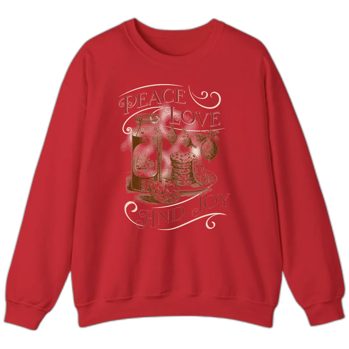 Peace Love And Joy Christmas Typography Sweatshirt in Red