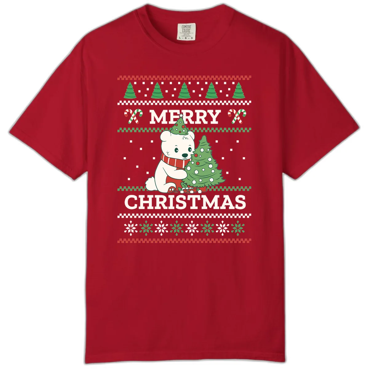 Polar Bear Merry Christmas Sweater Comfort Color in Red