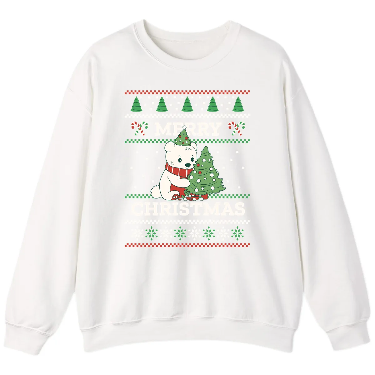Polar Bear Merry Christmas Sweater Sweatshirt in White