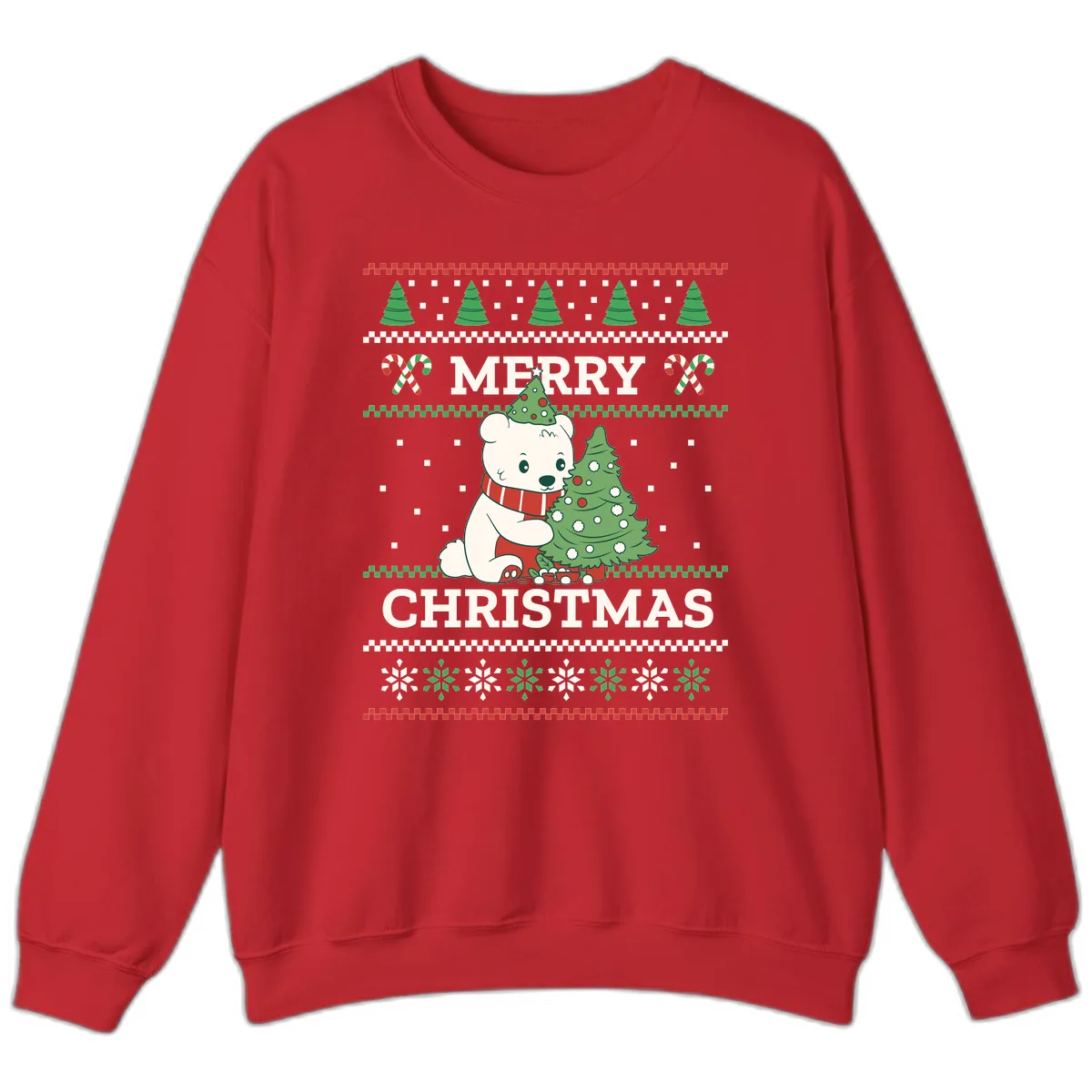 Polar Bear Merry Christmas Sweater Sweatshirt in Red