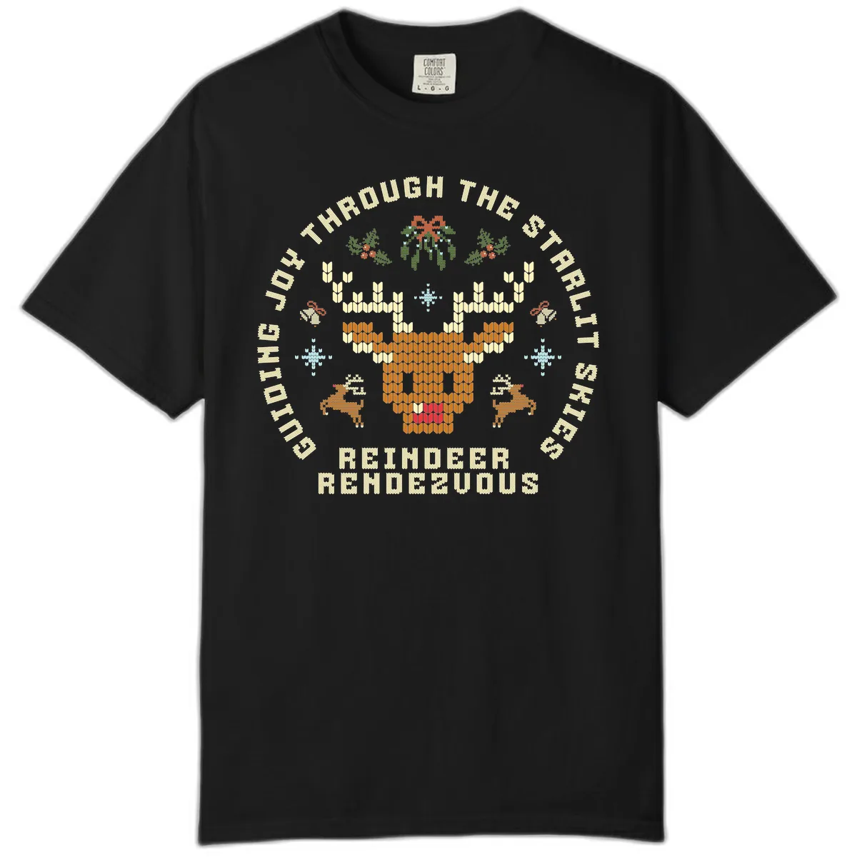 Ugly Christmas Reindeer Rendezvous Apparel Comfort Color in Black