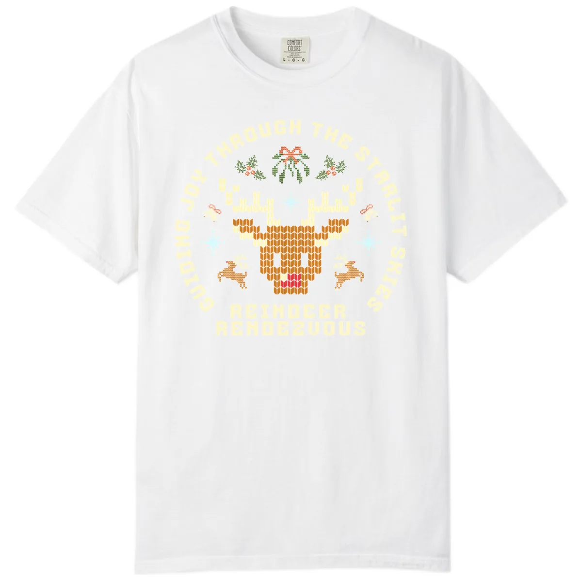 Ugly Christmas Reindeer Rendezvous Apparel Comfort Color in White