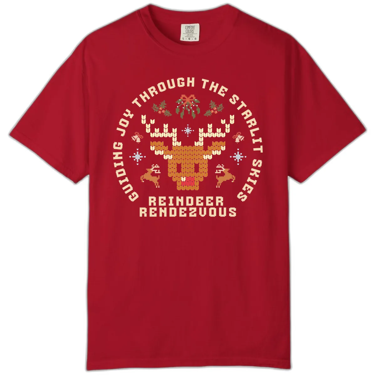 Ugly Christmas Reindeer Rendezvous Apparel Comfort Color in Red