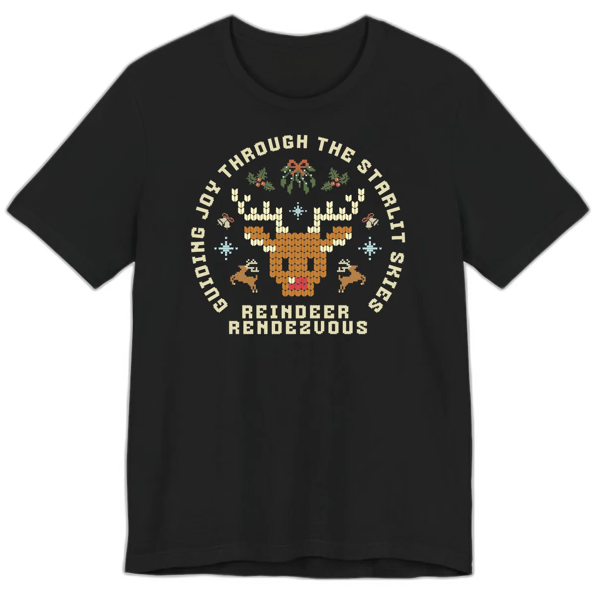 Ugly Christmas Reindeer Rendezvous Apparel Premium T-Shirt in Black