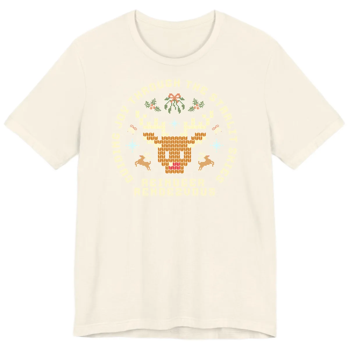 Ugly Christmas Reindeer Rendezvous Apparel Premium T-Shirt in Natural