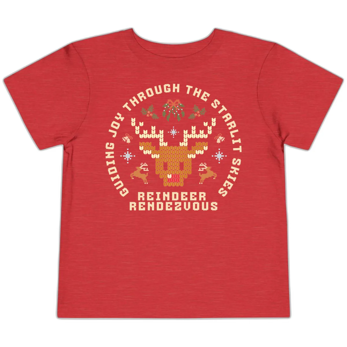 Ugly Christmas Reindeer Rendezvous Apparel Toddler T-Shirt in Heather Red