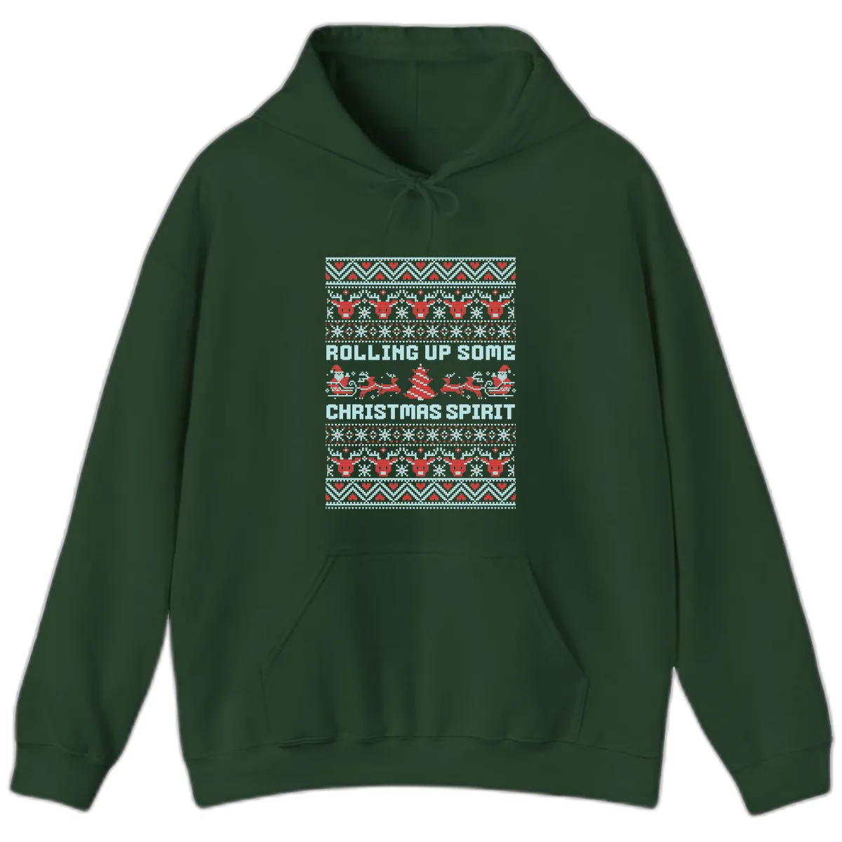 Rolling Up Some Christmas Spirit Hoodie in Forest Green