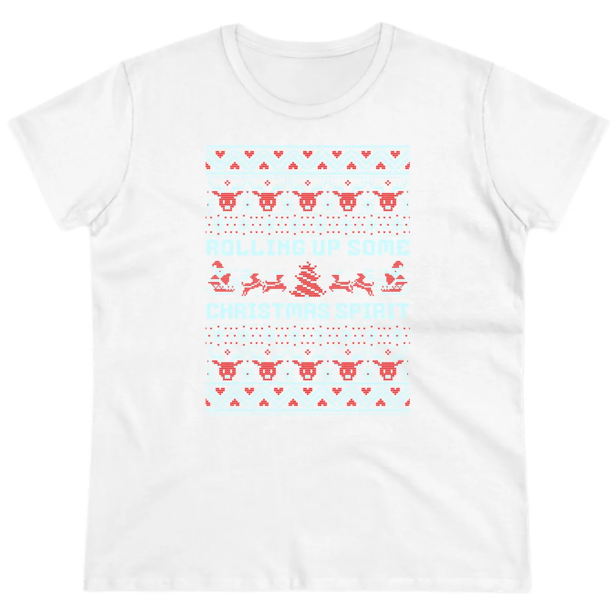 Rolling Up Some Christmas Spirit Ladies Tee in White