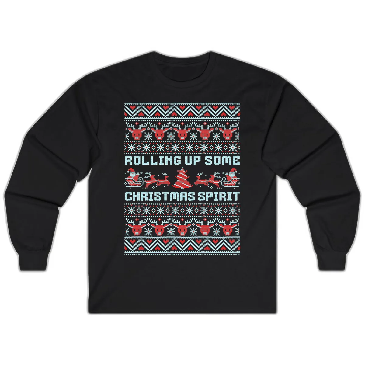 Rolling Up Some Christmas Spirit Long Sleeve in Black