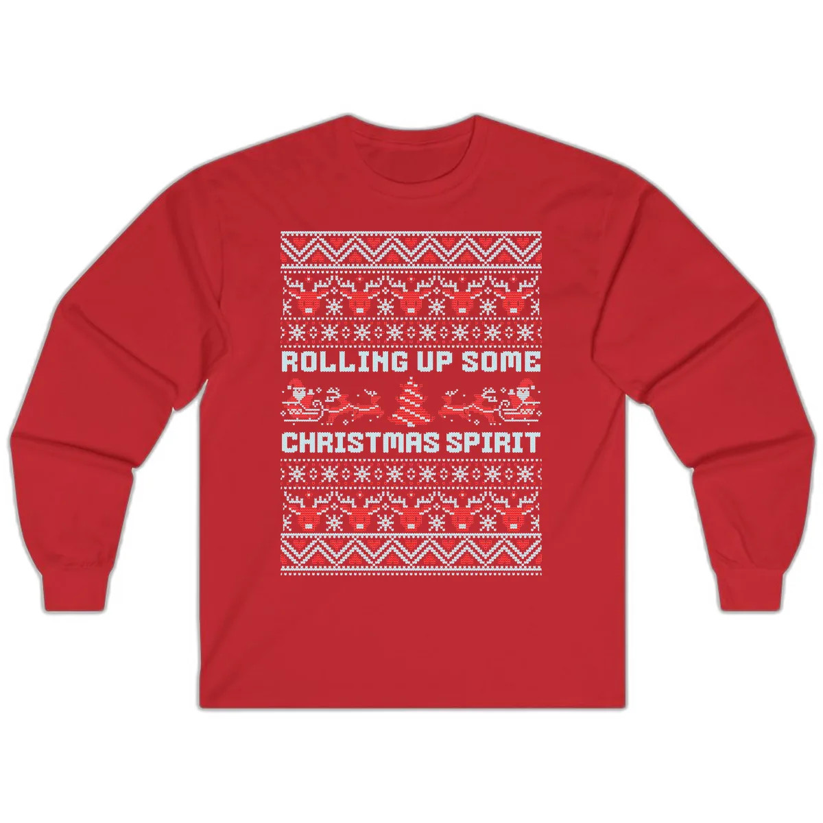 Rolling Up Some Christmas Spirit Long Sleeve in Red