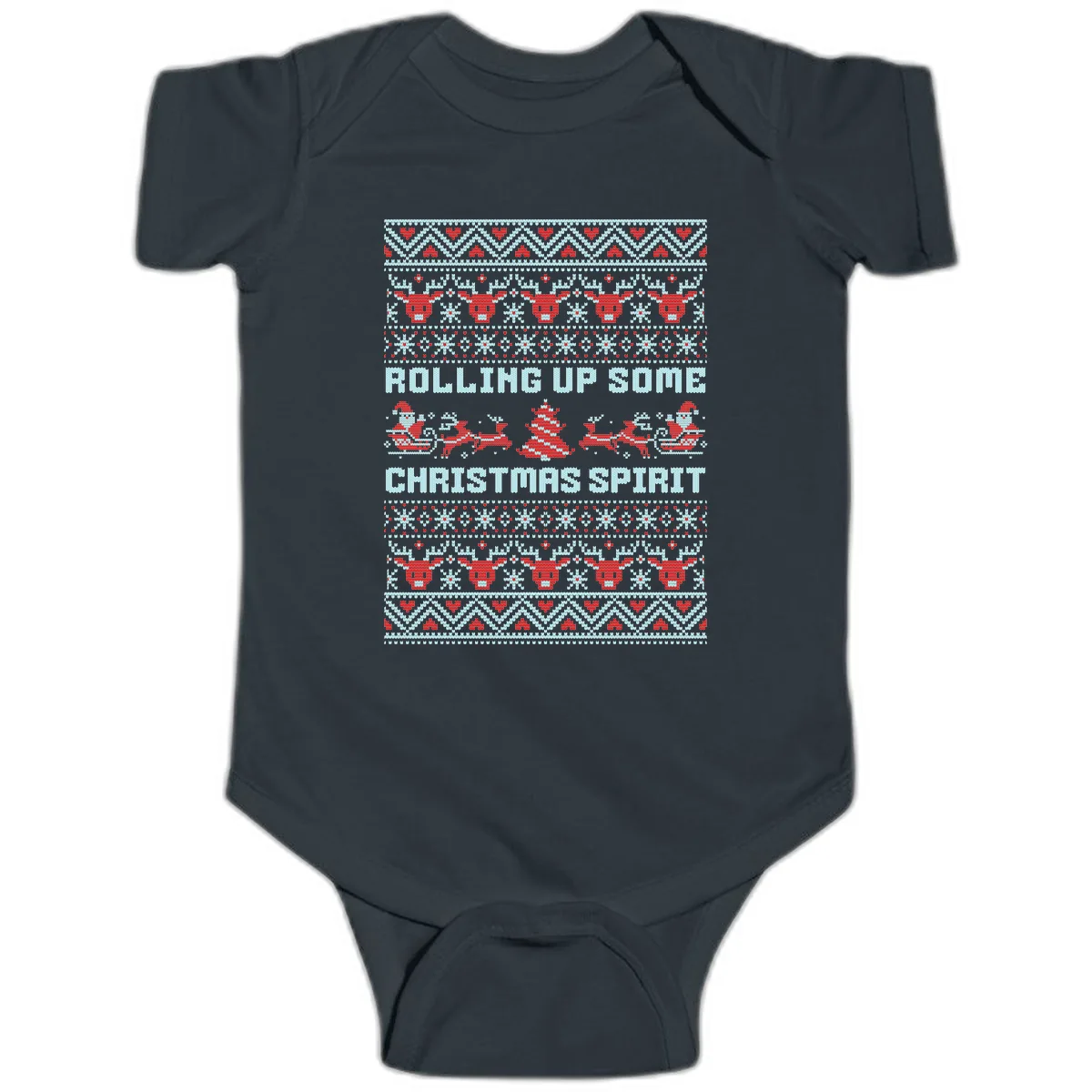Rolling Up Some Christmas Spirit Baby Onesie in Black