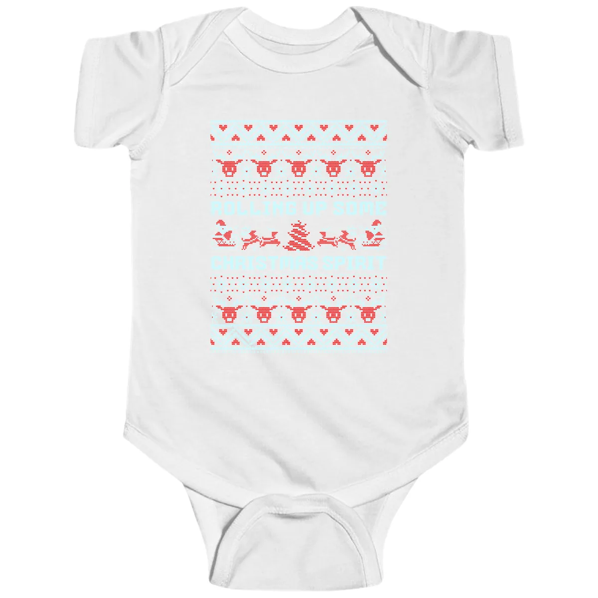 Rolling Up Some Christmas Spirit Baby Onesie in White