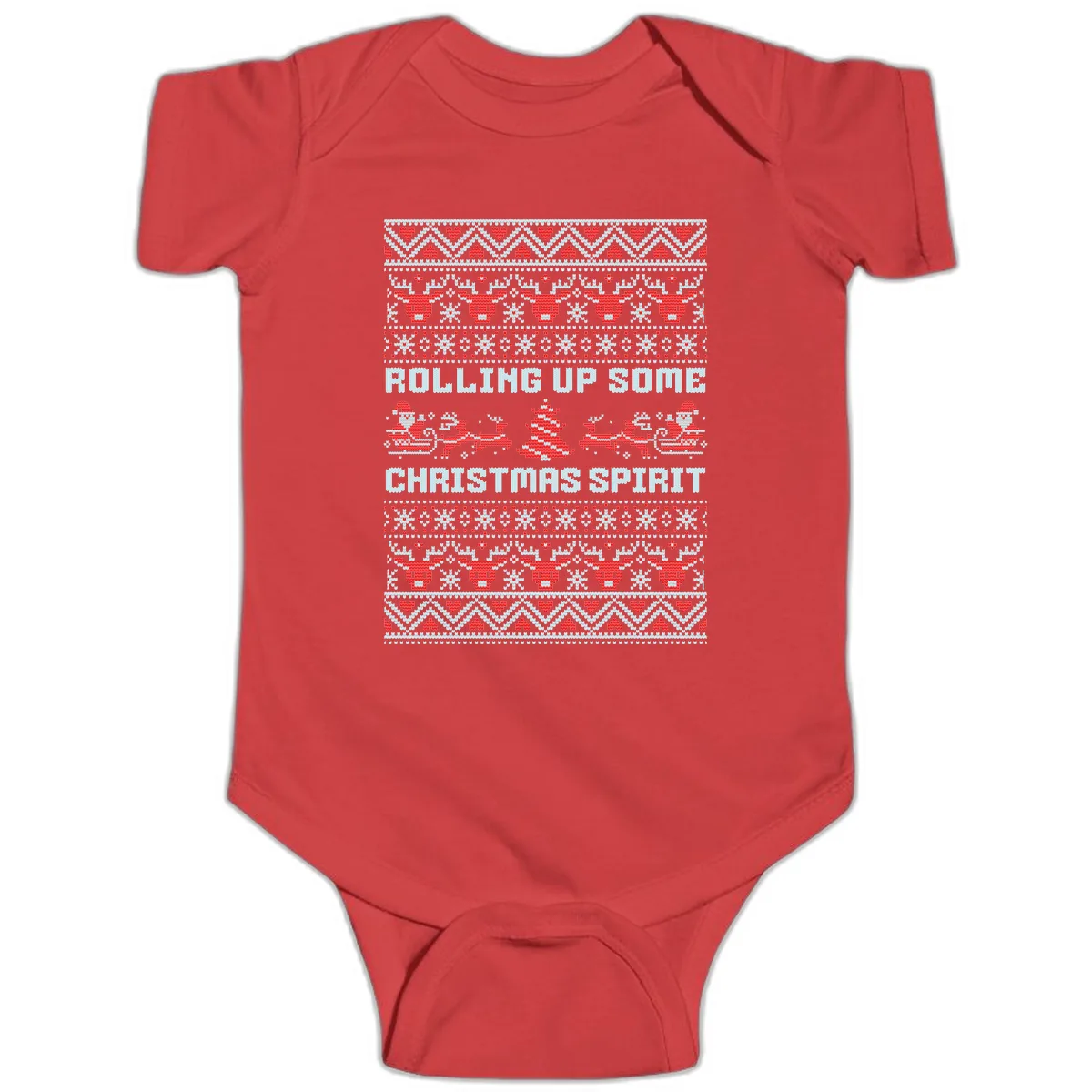 Rolling Up Some Christmas Spirit Baby Onesie in Red