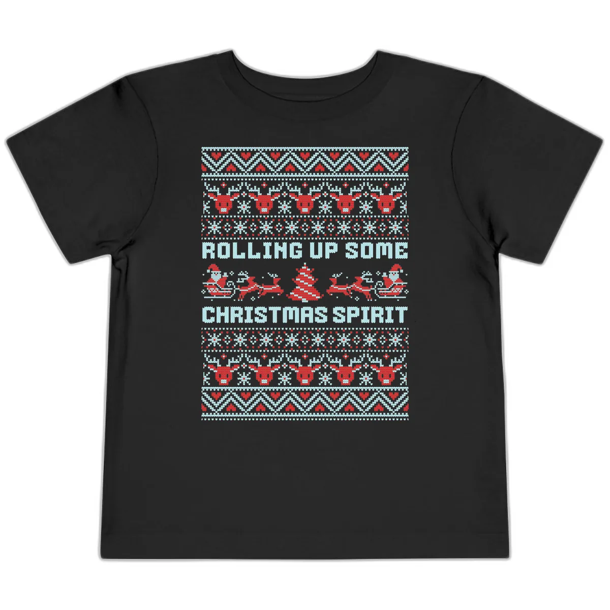 Rolling Up Some Christmas Spirit Toddler T-Shirt in Black