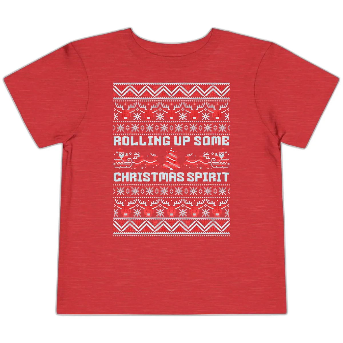 Rolling Up Some Christmas Spirit Toddler T-Shirt in Heather Red
