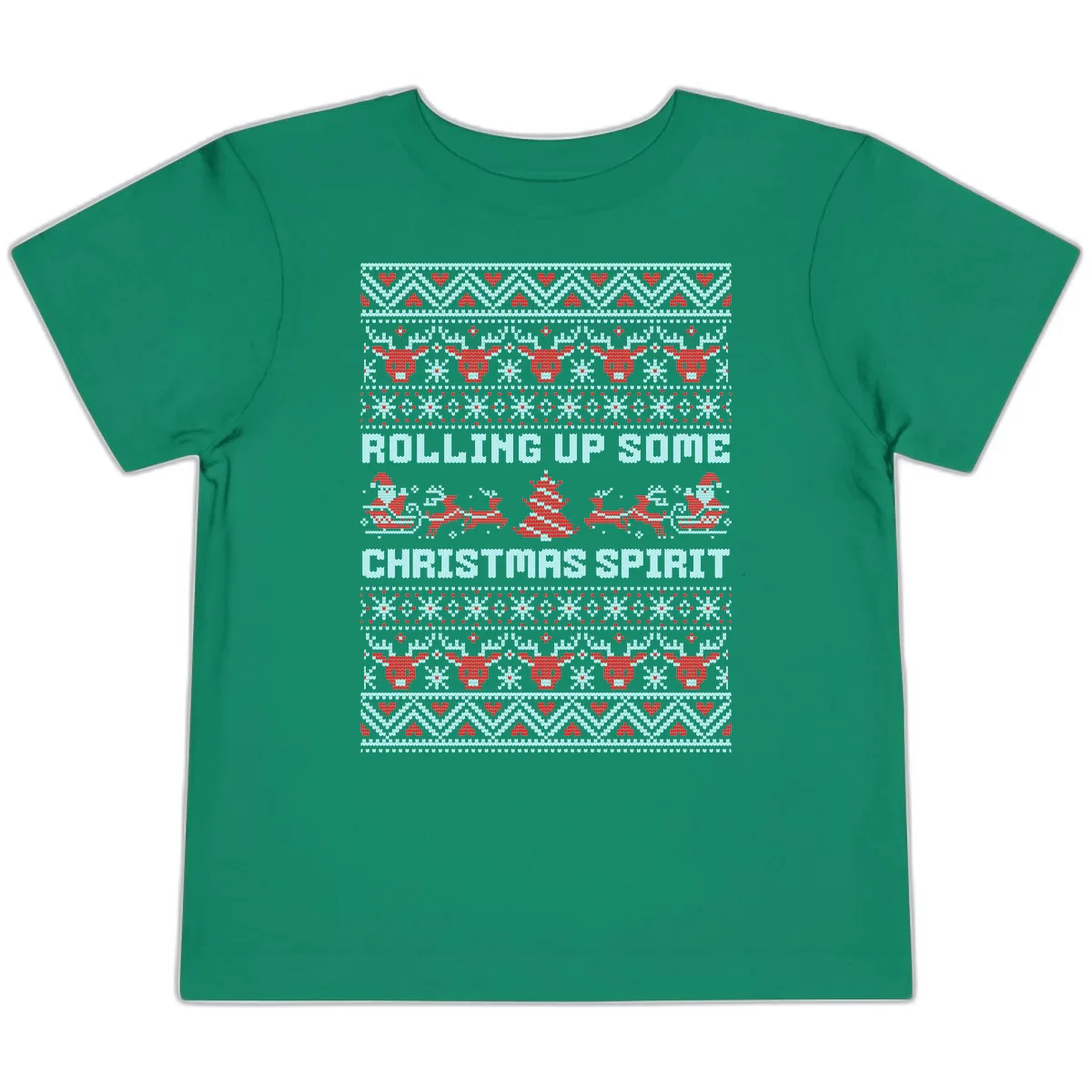 Rolling Up Some Christmas Spirit Toddler T-Shirt in Kelly