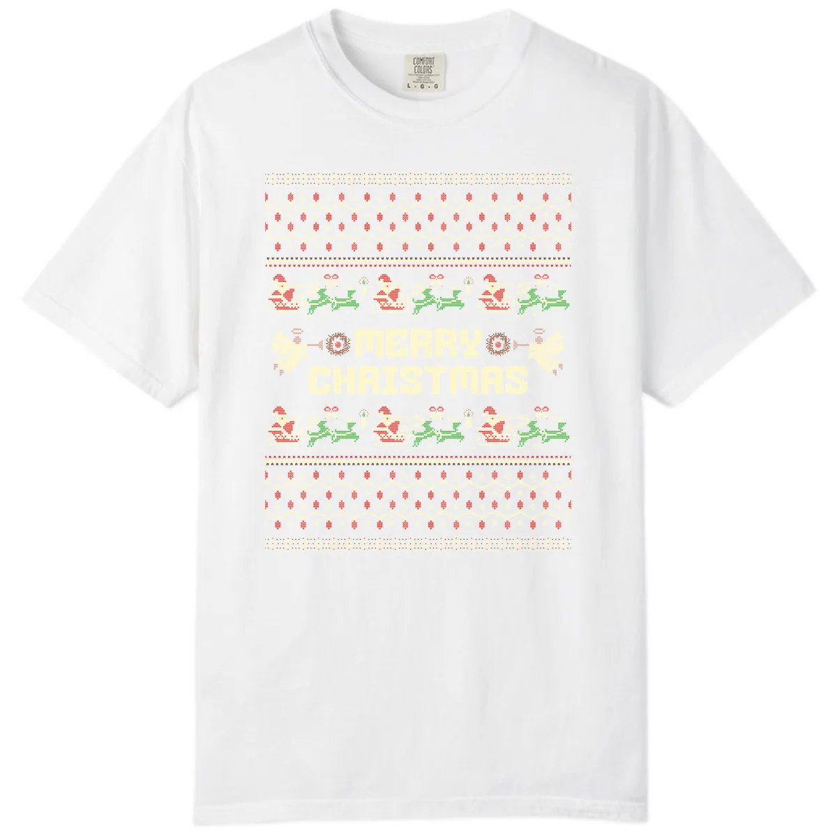 Ugly Christmas Sweater Merry Christmas Comfort Color in White