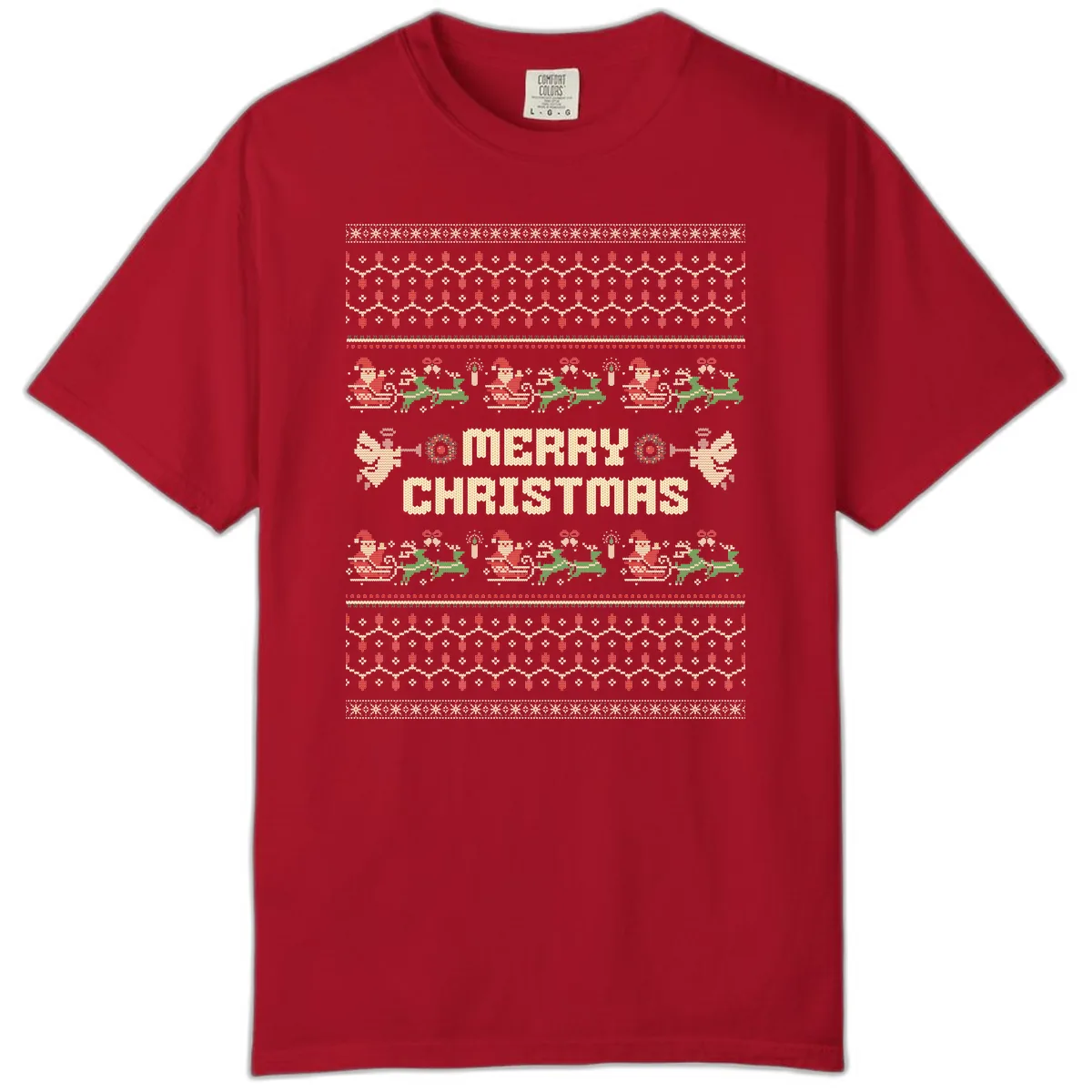 Ugly Christmas Sweater Merry Christmas Comfort Color in Red