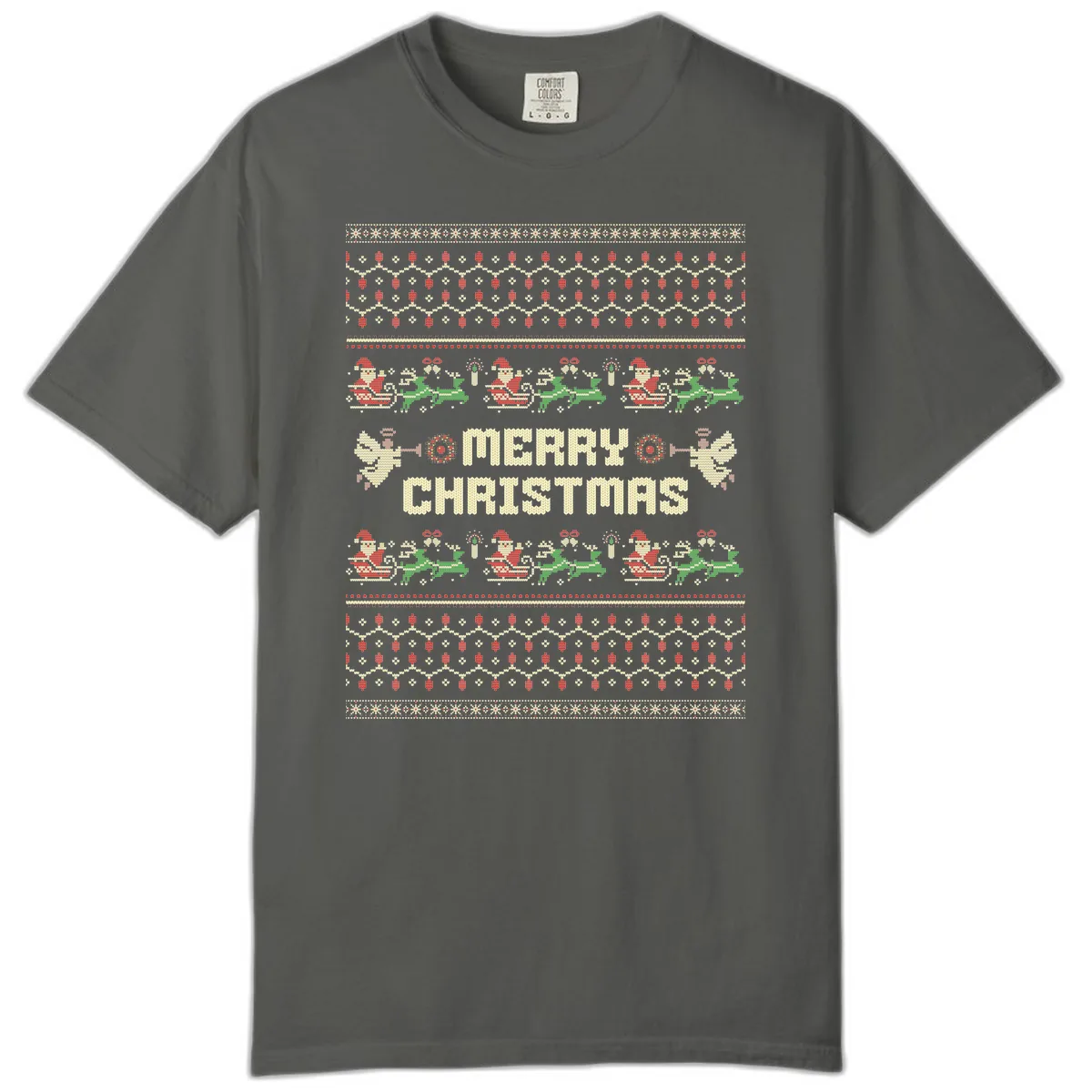 Ugly Christmas Sweater Merry Christmas Comfort Color in Pepper