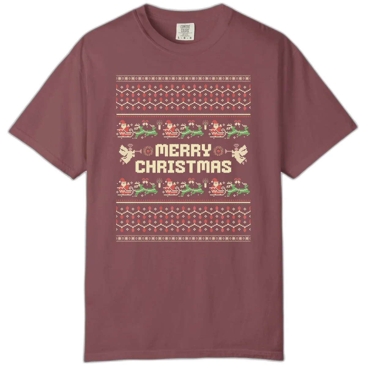 Ugly Christmas Sweater Merry Christmas Comfort Color in Brick