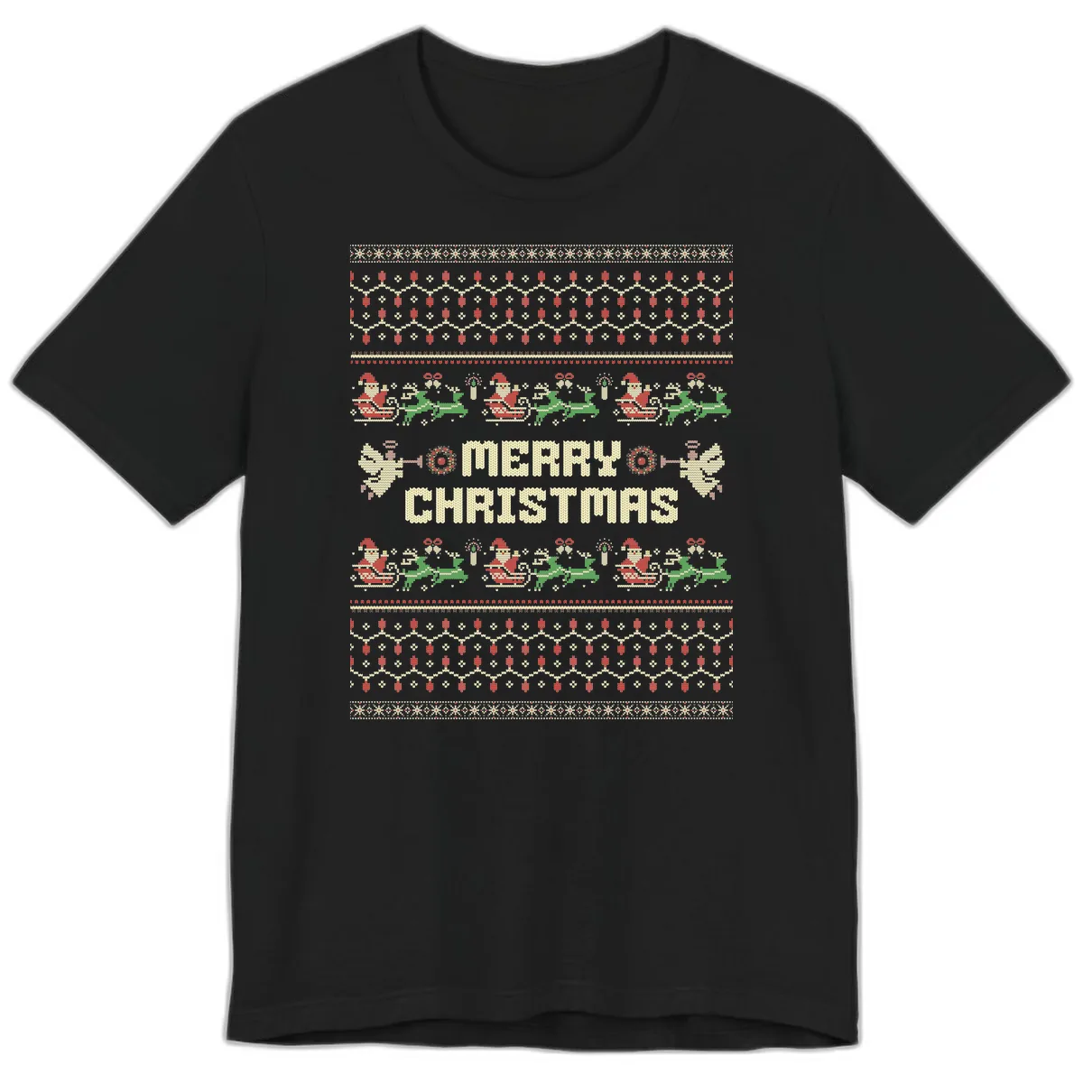 Ugly Christmas Sweater Merry Christmas Premium T-Shirt in Black