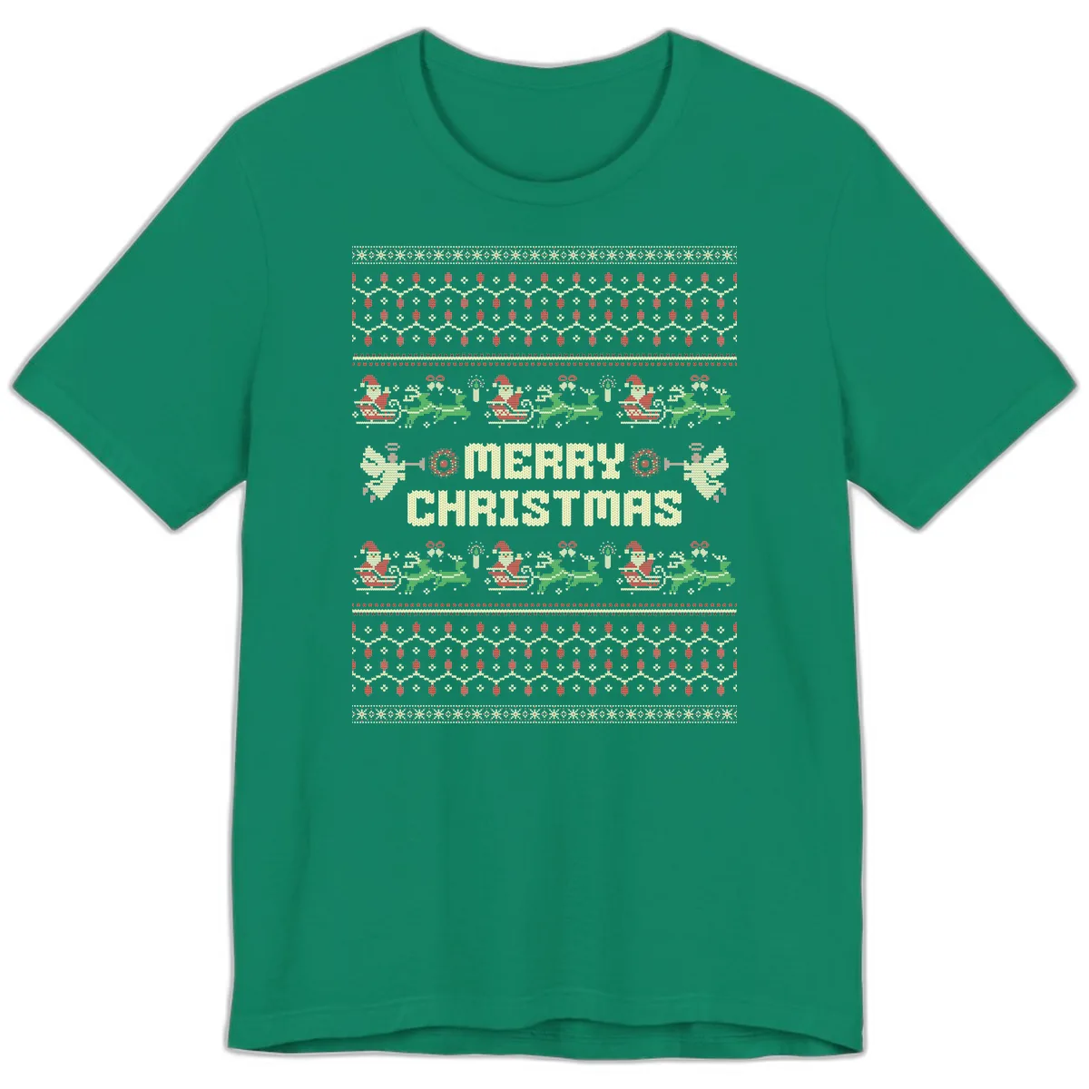 Ugly Christmas Sweater Merry Christmas Premium T-Shirt in Kelly