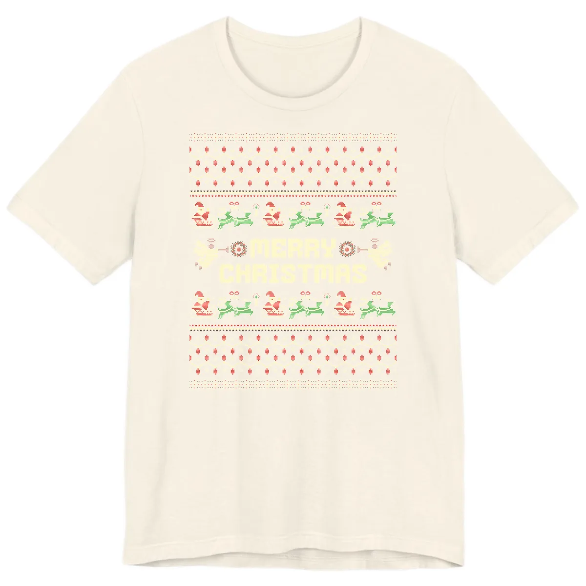 Ugly Christmas Sweater Merry Christmas Premium T-Shirt in Natural