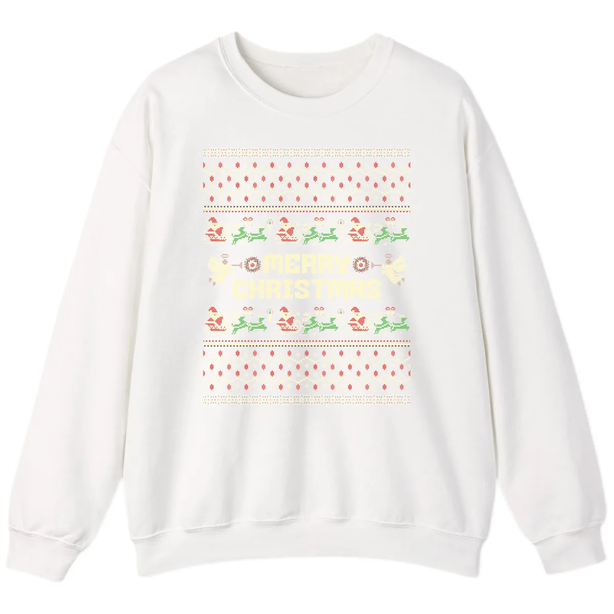 Ugly Christmas Sweater Merry Christmas Sweatshirt in White